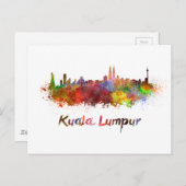 Kuala Lumpur skyline in waterverf splatters Briefkaart (Voorkant / Achterkant)