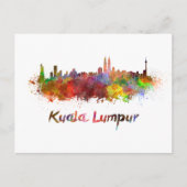 Kuala Lumpur skyline in waterverf splatters Briefkaart (Voorkant)