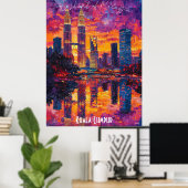 Kuala Lumpur Skyline - Levendige Maleisische muurk Poster (Thuiskantoor)