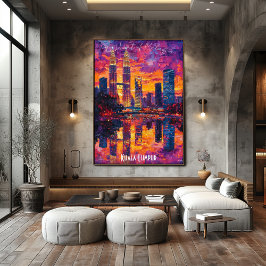 Kuala Lumpur Skyline - Levendige Maleisische muurk Poster