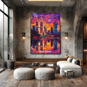 Kuala Lumpur Skyline - Levendige Maleisische muurk Poster