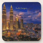 Kuala Lumpur skyline 's nachts Bier Onderzetter (Voorkant)