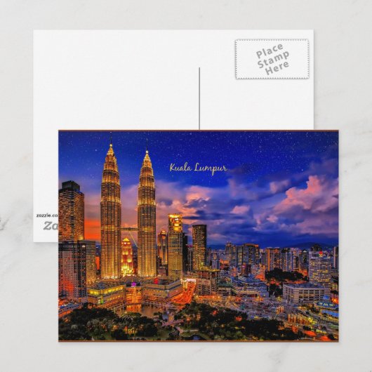 Kuala Lumpur skyline 's nachts Briefkaart (Voorkant / Achterkant)