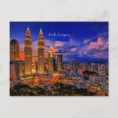 Kuala Lumpur skyline 's nachts Briefkaart (Voorkant)