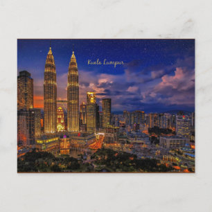 Kuala Lumpur skyline 's nachts Briefkaart