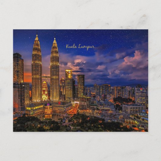 Kuala Lumpur skyline 's nachts Briefkaart (Voorkant)