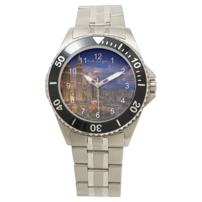 Kuala Lumpur skyline 's nachts Horloge (Voorkant)