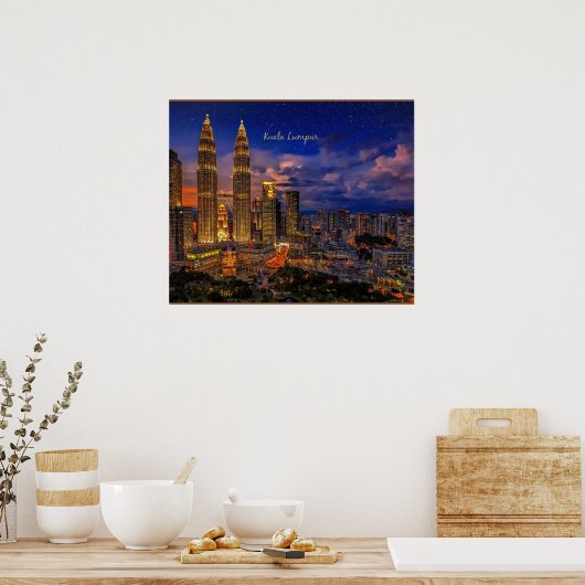 Kuala Lumpur skyline 's nachts Poster (Keuken)