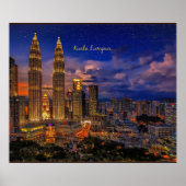 Kuala Lumpur skyline 's nachts Poster (Voorkant)