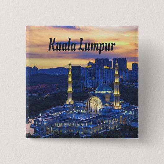 Kuala Lumpur Vierkante Button 5,1 Cm (Voorkant)