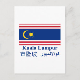 Kuala Lumpur vlag met naam Briefkaart