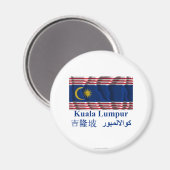Kuala Lumpur zwaaiende vlag met naam Magneet (Voorkant / Achterkant)