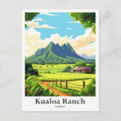 Kualoa Ranch Hawaii Travel Portret Illustratie Briefkaart (Voorkant)