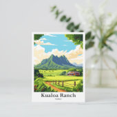 Kualoa Ranch Hawaii Travel Portret Illustratie Briefkaart (Staand voorkant)
