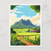Kualoa Ranch Hawaii vintage reisillustratie Briefkaart (Voorkant)