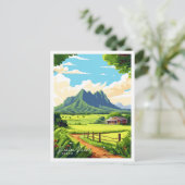 Kualoa Ranch Hawaii vintage reisillustratie Briefkaart (Staand voorkant)