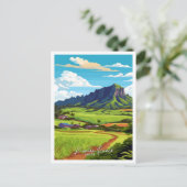 Kualoa Ranch Hawaii vintage reisillustratie Briefkaart (Staand voorkant)