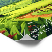 Kualoa Ranch Hawaii vintage reisillustratie Poster (Hoek)