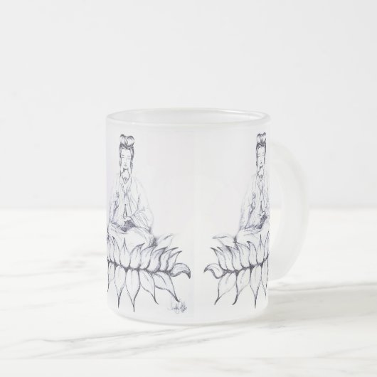 Kuan Yin Frosted Glass Mok (Voorkant rechts)