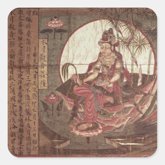 Kuan-yin, godin van compassie vierkante sticker (Voorkant)