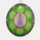 Kuan Yin "Om Mani Padme Hum" kerstversiering Keramisch Ornament (Links)