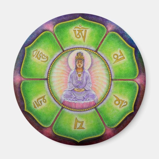 Kuan Yin "Om Mani Padme Hum" magneet (Voorkant)