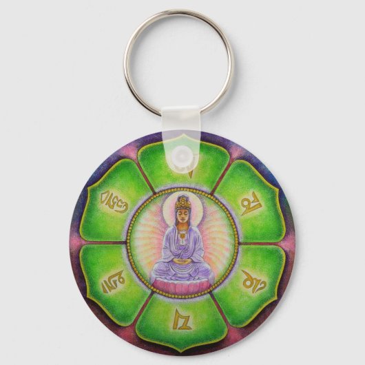 Kuan Yin "Om Mani Padme Hum"-Sleutelhanger Sleutelhanger (Voorkant)