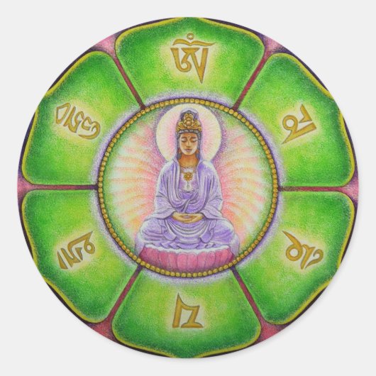 Kuan Yin "Om Mani Padme Hum" Sticker (Voorkant)