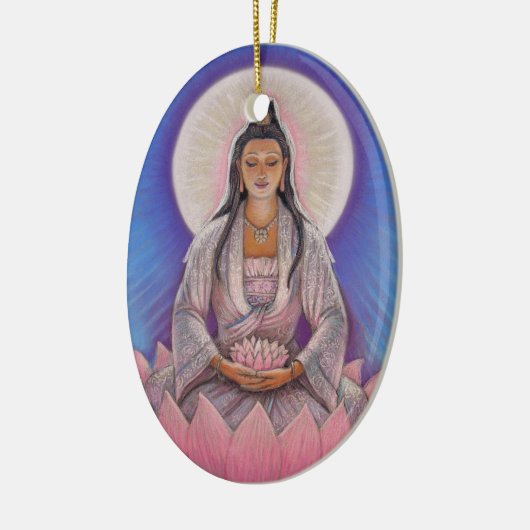 Kuan Yin Oval kerstversiering Keramisch Ornament (Links)