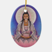 Kuan Yin Oval kerstversiering Keramisch Ornament (Voorkant)