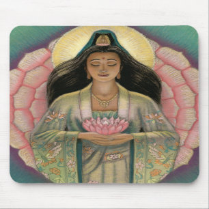 Kuan Yin "Pink Lotus Heart" Mousepad Muismat