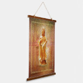 Kuan Yin Wood Topped Wall Tapestry Hangend Wandkleed (Gebogen)