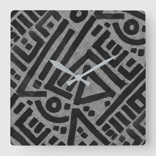 Kuba Cloth Motif Print Vierkante Klok (Voorkant)