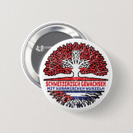Kuba Kubanisch Schweizer Schweiz Baum Wurzel Ronde Button 5,7 Cm (Voorkant /achterkant)