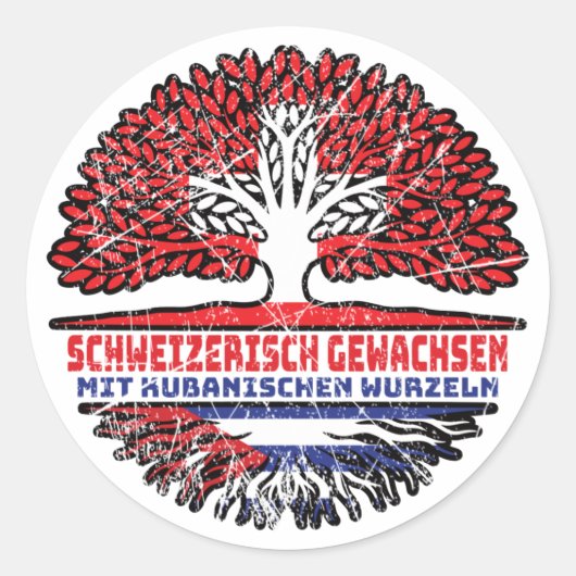 Kuba Kubanisch Schweizer Schweiz Baum Wurzel Ronde Sticker (Voorkant)