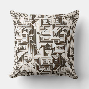 Kuba Maze Style 221019 - Donkerbruin op wit Kussen