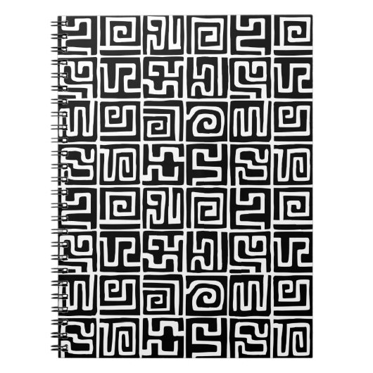 Kuba-stijlpatroon 071019 - Zwart en Wit Notitieboek (Voorkant)