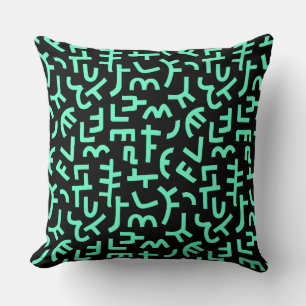 Kuba stijlpatroon 121019 - Turquoise op zwart Kussen