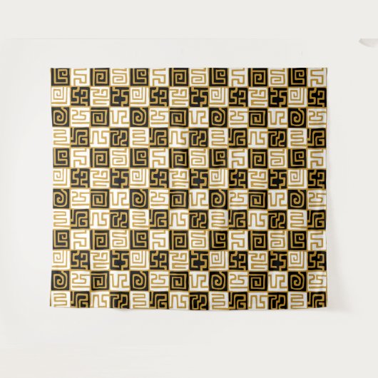 Kuba Style 071019 - Zwart, wit en goud v1 Wandkleed (Voorkant (horizontaal))