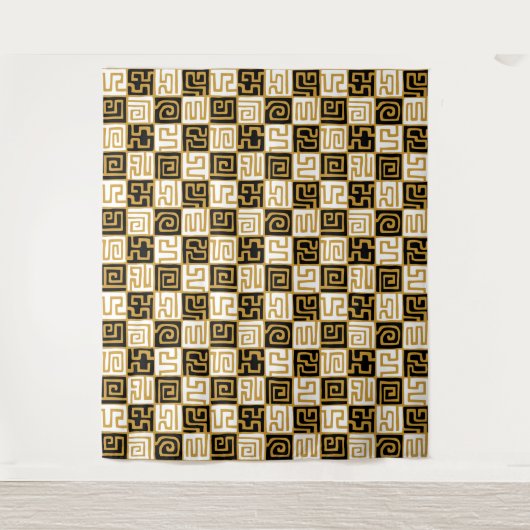Kuba Style 071019 - Zwart, wit en goud v1 Wandkleed (Voorkant)
