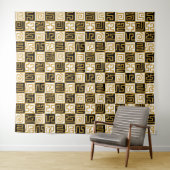 Kuba Style 071019 - zwart, wit en goud v2 Wandkleed (In Situ (horizontaal))