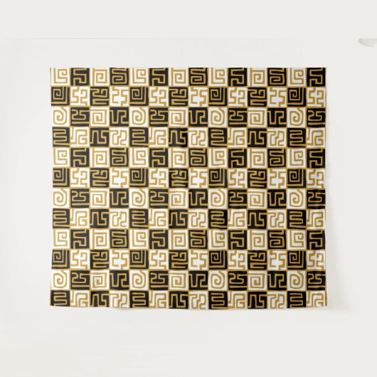 Kuba Style 071019 - zwart, wit en goud v2 Wandkleed (Voorkant (horizontaal))