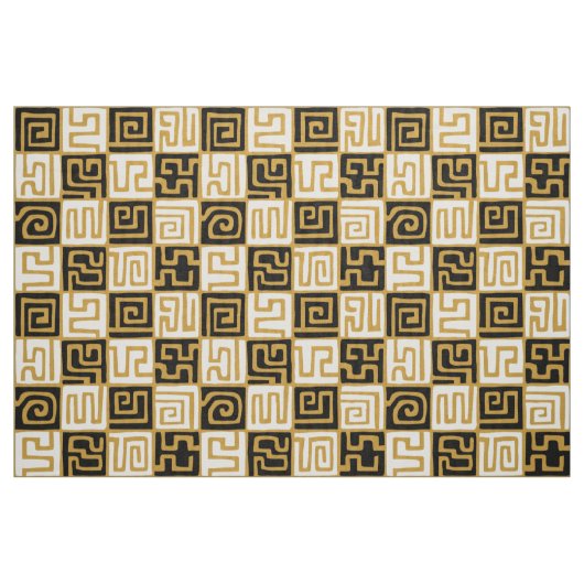 Kuba Style Pattern 071019 (01) - B&W on Gold Stof (Fat Quarter)