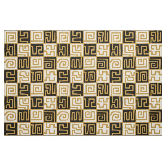 Kuba Style Pattern 071019 (02) - B&W on Gold Stof (Fat Quarter)