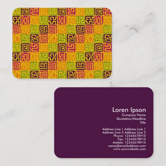 Kuba Style Pattern 071019 - Kleuren Visitekaartje (Voorkant / Achterkant)