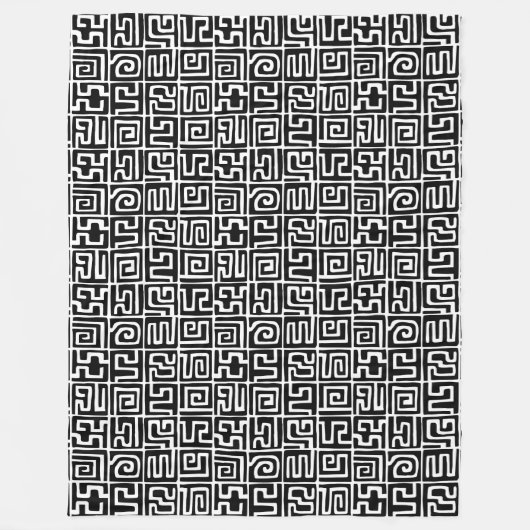 Kuba Style Pattern 071019 - Zwart-wit Fleece Deken (Voorkant)