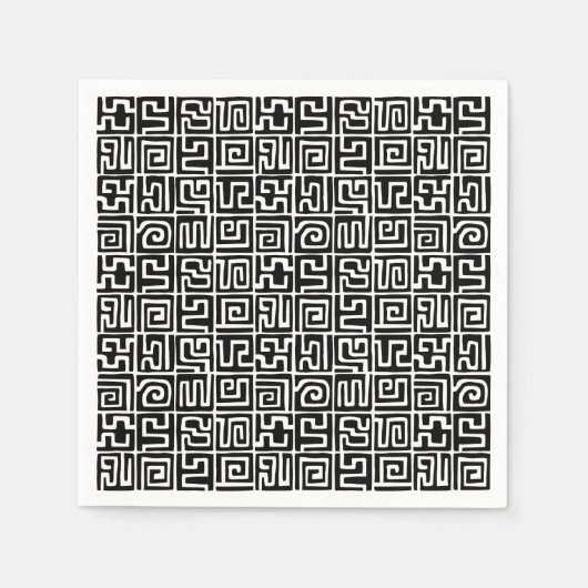 Kuba Style Pattern 071019 - Zwart-wit Servet (Voorkant)