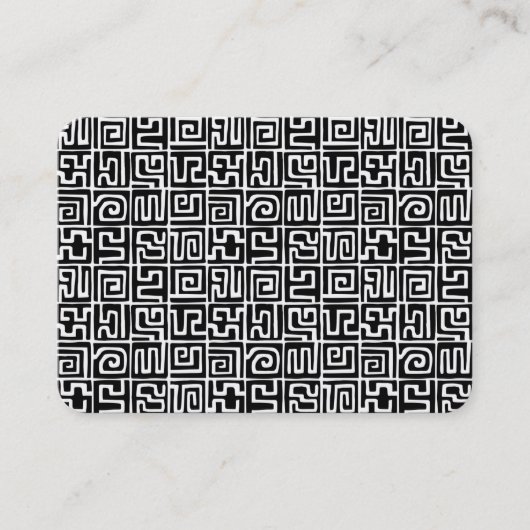 Kuba Style Pattern 071019 - Zwart-wit Visitekaartje (Voorkant)