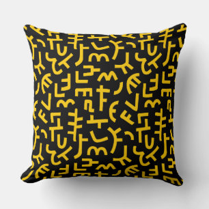 Kuba Style Pattern 121019 - Amber on Black Kussen