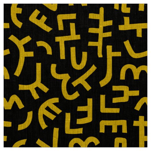Kuba Style Pattern 121019 - Amber on Black Stof (Swatch)